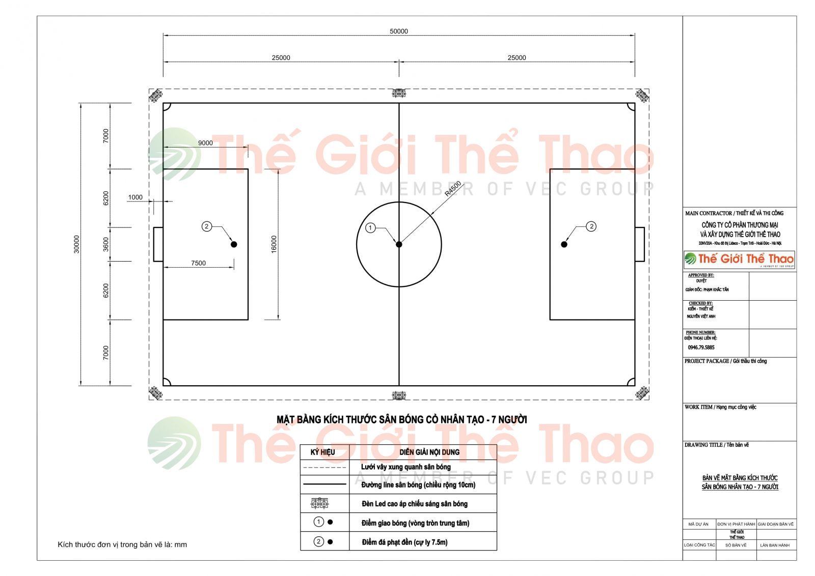 Thiết kế Kích thước sân bản vẽ sân bóng đá 7 người chuẩn xác và chuyên nghiệp